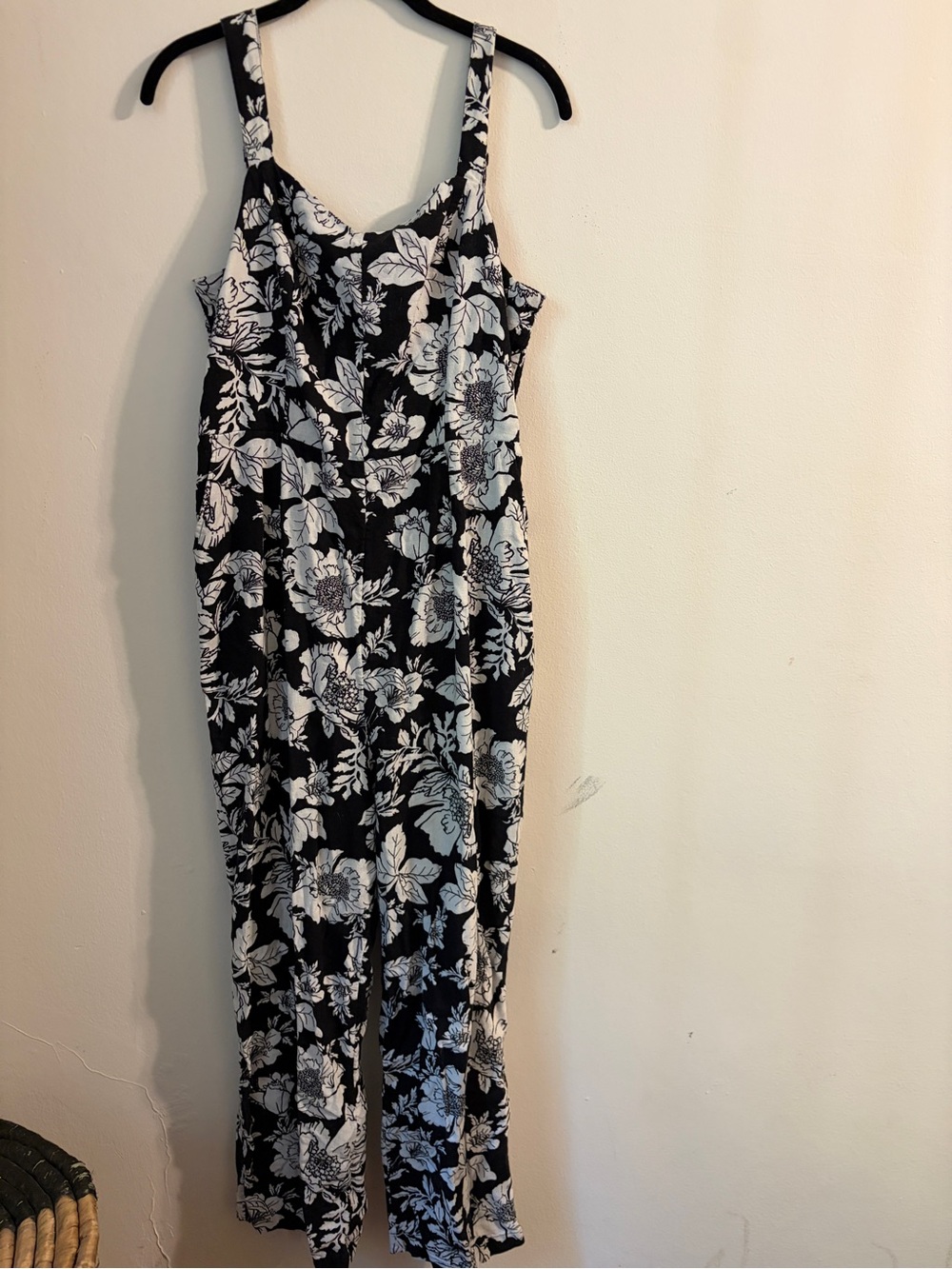 Old Navy Black and White Floral Jumpsuit